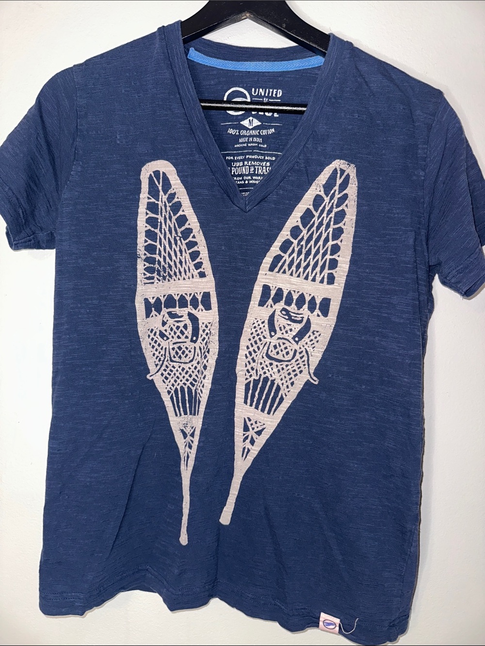 Eco Friendly United By Blue 100% Organic Cotton Navy Tee With Graphic, Medium